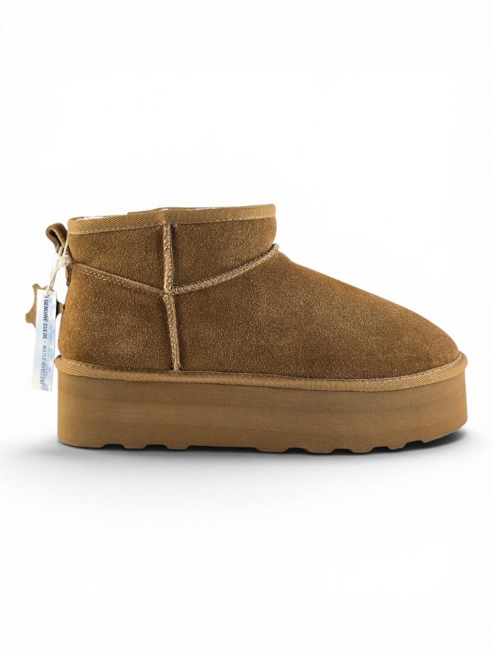 NWT CUSHIONAIRE Women's Hippy Tan Suede Platform Booties 10M